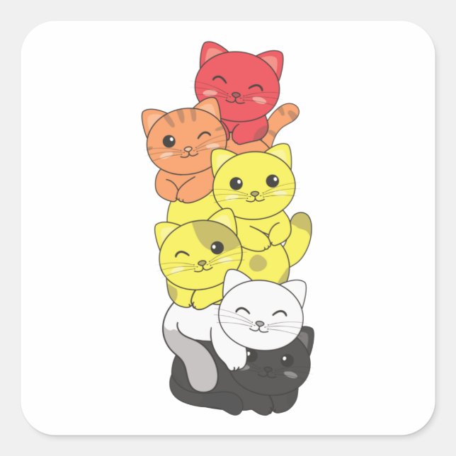 Lithsexual Flag Pride Lgbtq Cute Cat Pile Square S Sticker (Front)