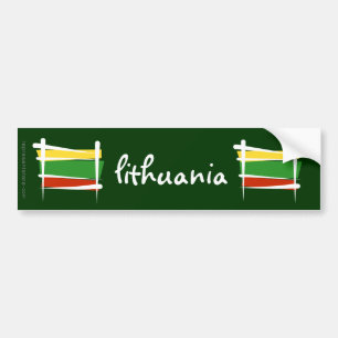 Lithuania Brush Flag Bumper Sticker