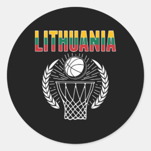 Lithuania Bysketbyll Fans Jersey Lithuanian Sport Classic Round Sticker