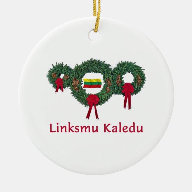 Lithuania Christmas 2 Ceramic Ornament (Front)