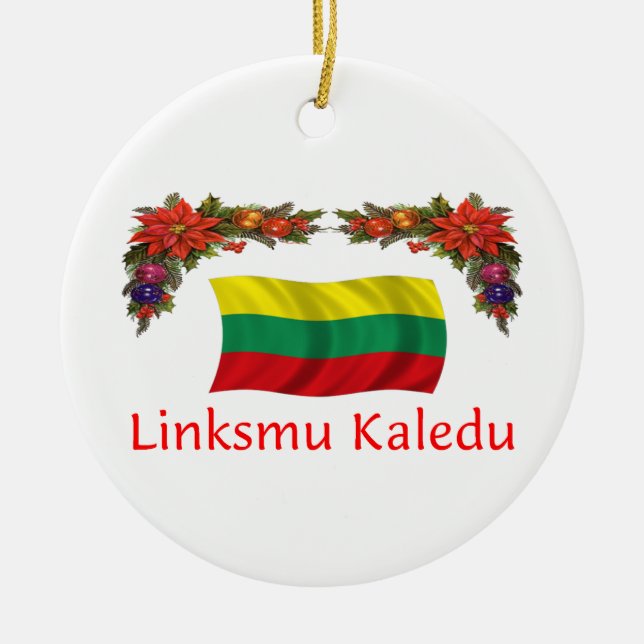 Lithuania Christmas Ceramic Ornament (Front)