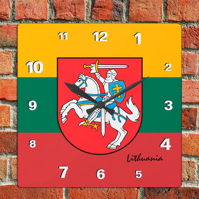 Lithuania Clock, patriotic home, Lithuanian Flag Square Wall Clock (Creator Uploaded)