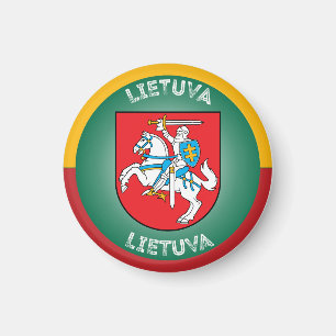 Lithuania Coat of Arms (Vytis) Circle Shape Magnet