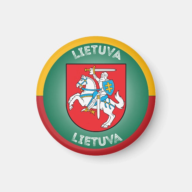 Lithuania Coat of Arms (Vytis) Circle Shape Magnet (Front)
