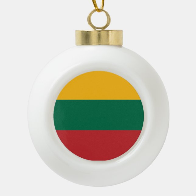 Lithuania Flag Ceramic Ball Christmas Ornament (Front)