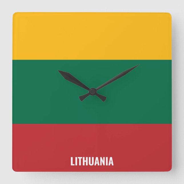 Lithuania Flag Dazzling Patriotic Square Wall Clock (Front)