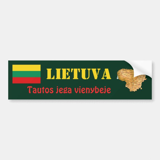 Lithuania Flag + Map Bumper Sticker (Front)