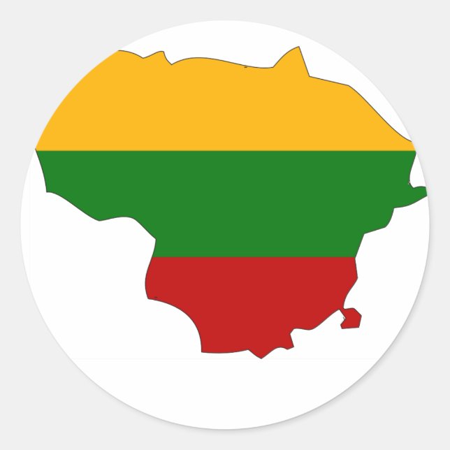 Lithuania flag map classic round sticker (Front)