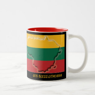 LITHUANIA FLAG MAP Scripture Customised Black Two-Tone Coffee Mug