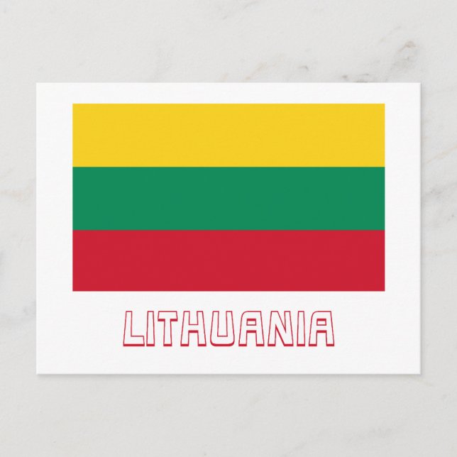 Lithuania Flag with Name Postcard (Front)