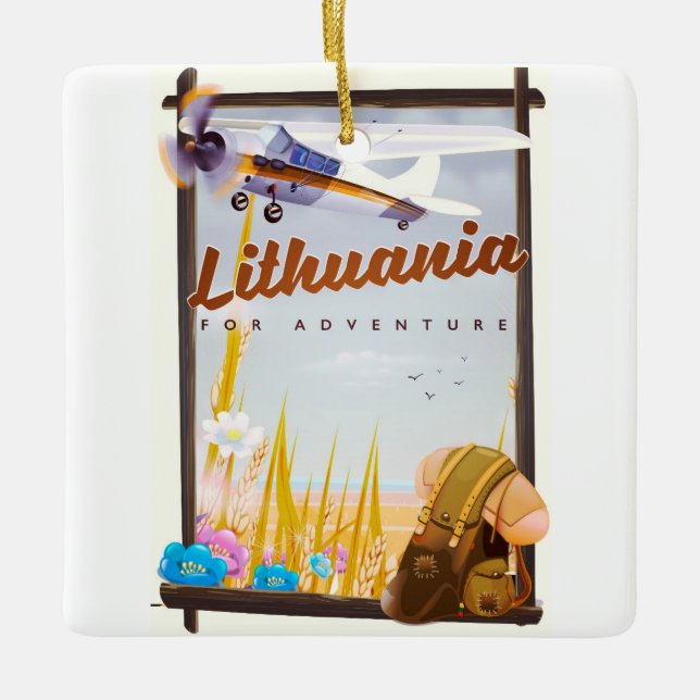 lithuania - For an adventure travel poster Ceramic Tree Decoration (Front)