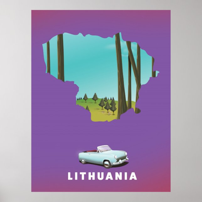 Lithuania Illustrated map travel poster (Front)