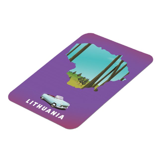 Lithuania Illustrated map travel poster Magnet (Left Side)