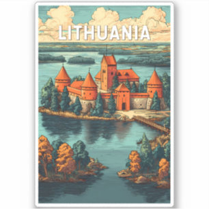 Lithuania Illustration Travel Art Vintage