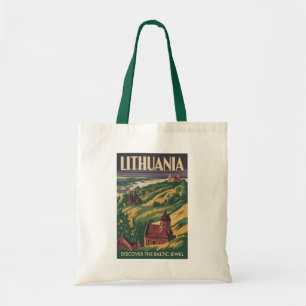 Lithuania Landscape Illustration Travel Art Retro Tote Bag