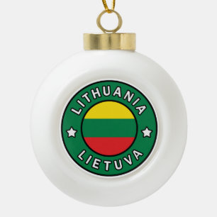 Lithuania Lietuva Ceramic Ball Christmas Ornament