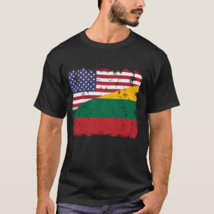 Lithuania Lietuva Lithuanian American Flag Vintage T-Shirt