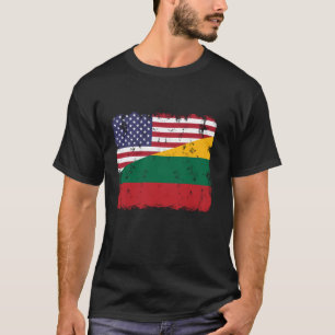 Lithuania Lietuva Lithuanian American Flag Vintage T-Shirt