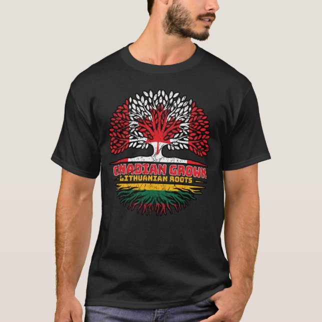 Lithuania Lithuanian Canadian Canada Tree Roots T-Shirt (Front)
