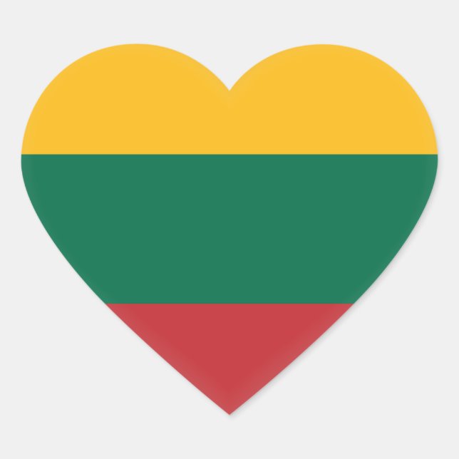 Lithuania (Lithuanian) Flag Heart Sticker (Front)
