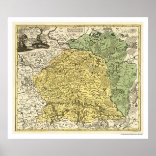 Lithuania Map 1750 Poster