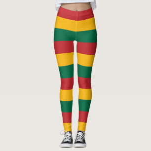 Lithuania National Flag Colours Horizontal Striped Leggings