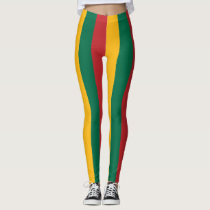 Lithuania National Flag Colours Vertical Striped Leggings