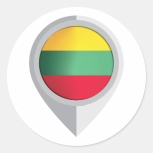 Lithuania Pin Location Flag Classic Round Sticker