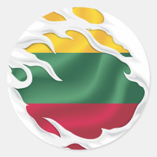 Lithuania Ripped Flag Classic Round Sticker