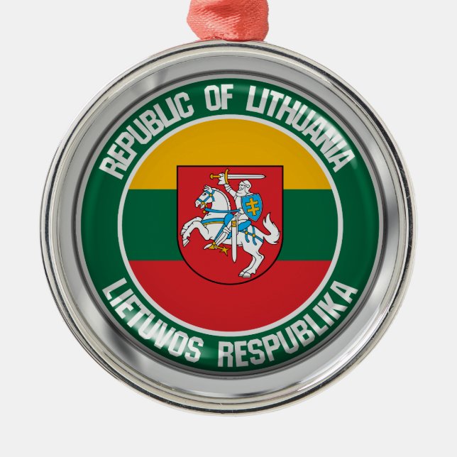 Lithuania Round Emblem Metal Ornament (Front)