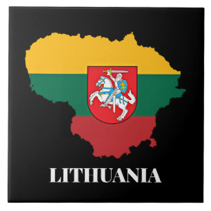Lithuania sillhouette and flag ceramic tile