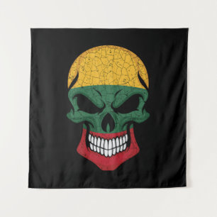 Lithuania Smiling Skull Flag Tapestry