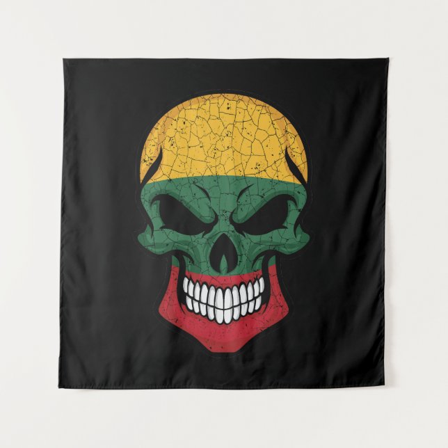 Lithuania Smiling Skull Flag Tapestry (Front)