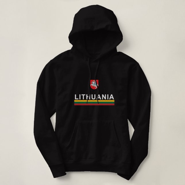 Lithuania Sports Hoodie - Lithuanian Flag & Emblem (Design Front)