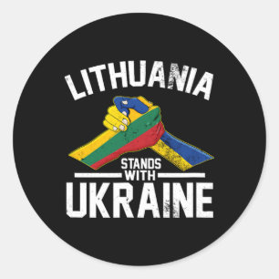 Lithuania Stands With Ukraine Ukrainian Lithuanian Classic Round Sticker