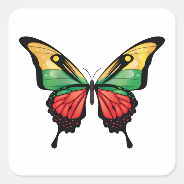 Lithuania Swallowtail Butterfly Flag Square Sticker (Front)
