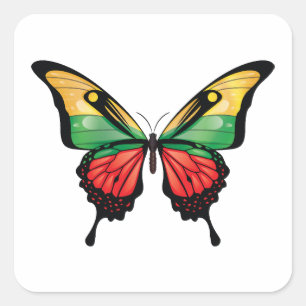 Lithuania Swallowtail Butterfly Flag Square Sticker