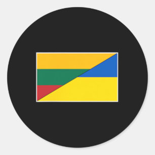 Lithuania Ukraine Flag Lithuanian Ukrainian Nation Classic Round Sticker