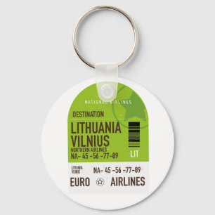 Lithuania Vilnius airliner travel ticket Key Ring