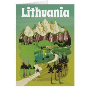 Lithuania vintage style travel poster