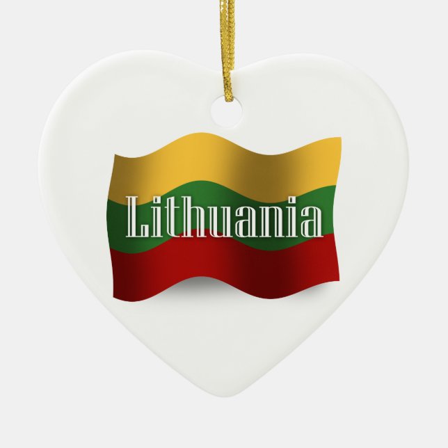 Lithuania Waving Flag Ceramic Ornament (Front)