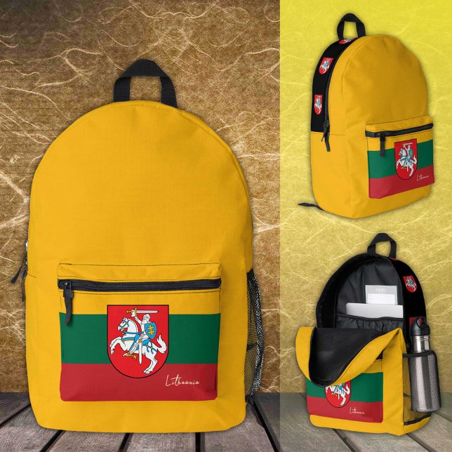 Lithuania, Yellow, backpack, Lithuanian Flag Printed Backpack (Creator Uploaded)