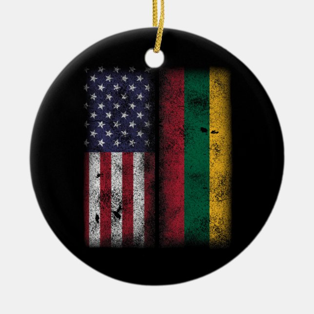 Lithuanian American Flag Lithuania Lietuva Ceramic Ornament (Front)
