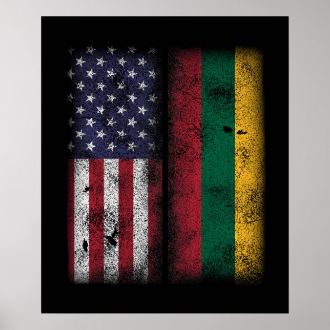 Lithuanian American Flag Lithuania Lietuva Poster (Front)