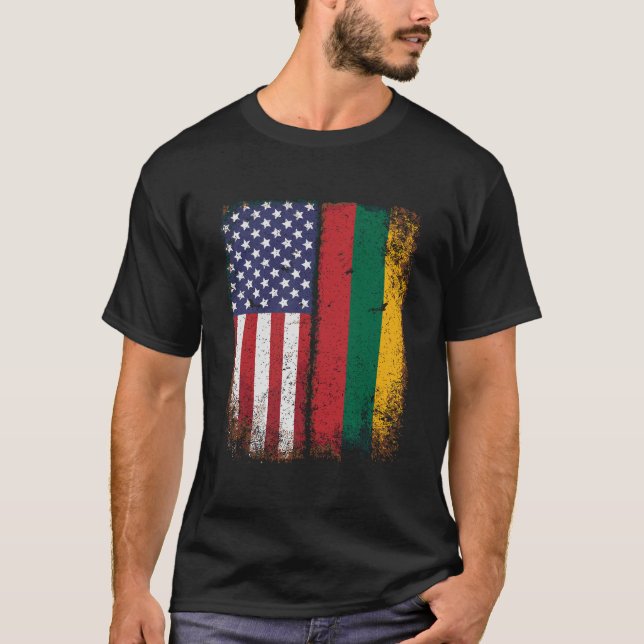 Lithuanian American Flag Lithuania Usa Lietuva Pri T-Shirt (Front)