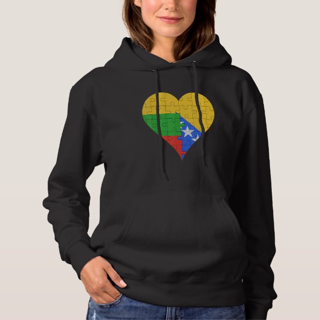 Lithuanian Bosnian Flag Heart Hoodie (Front)