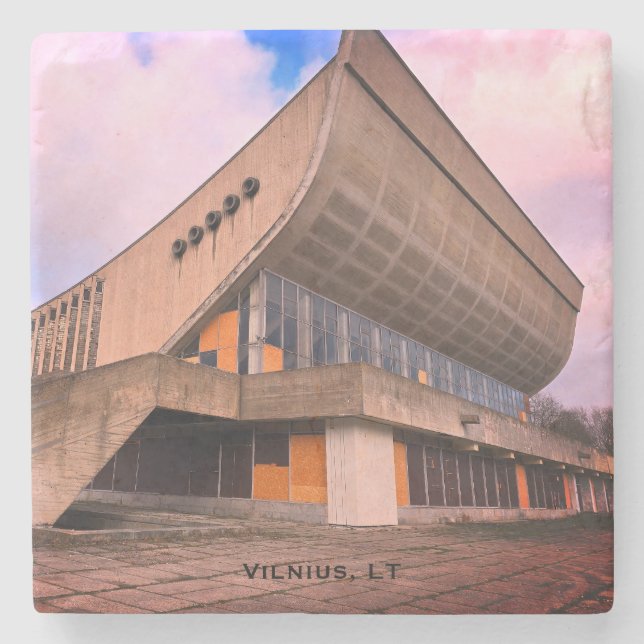 Lithuanian Brutalist Architecture - Vilnius Stone Coaster (Front)