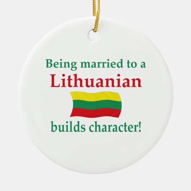 Lithuanian Builds Character Ceramic Ornament (Front)