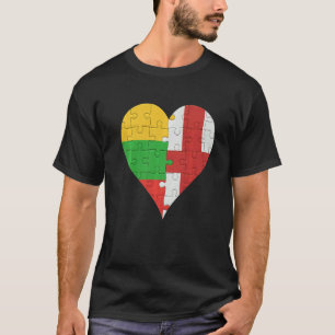 Lithuanian English Flag Heart T-Shirt