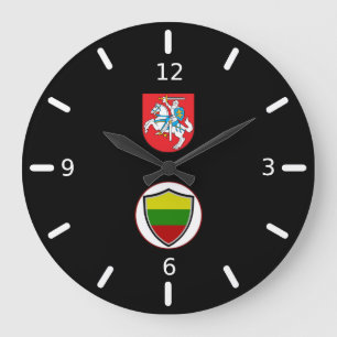 Lithuanian flag-coat arms large clock